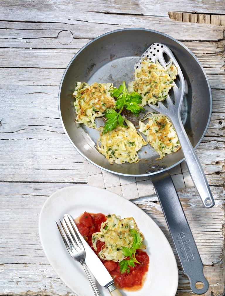 Galettes de col amb salsa de tomàquet i Le Gruyère AOP